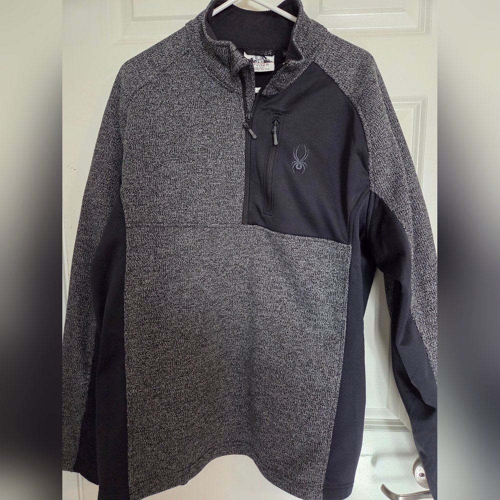 Men's Spyder Charcoal and Black Half-Zip Pullover.